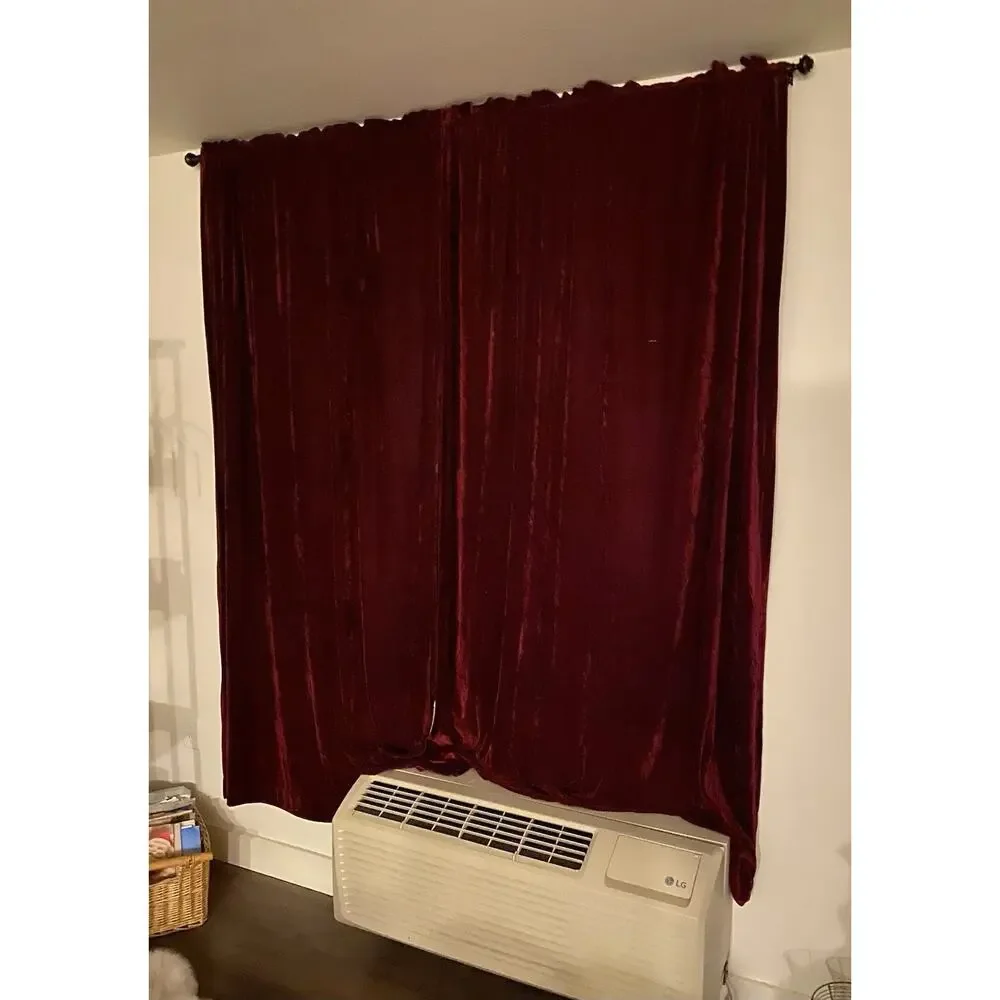 Vtg Plush Red Velvet Drapes Curtains 54